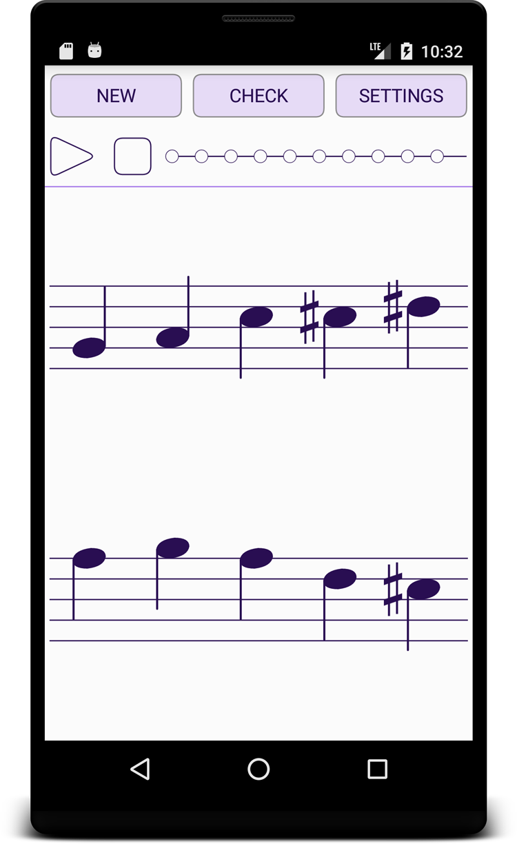 Musical Dictation - Ear training with musical notation - Main screen