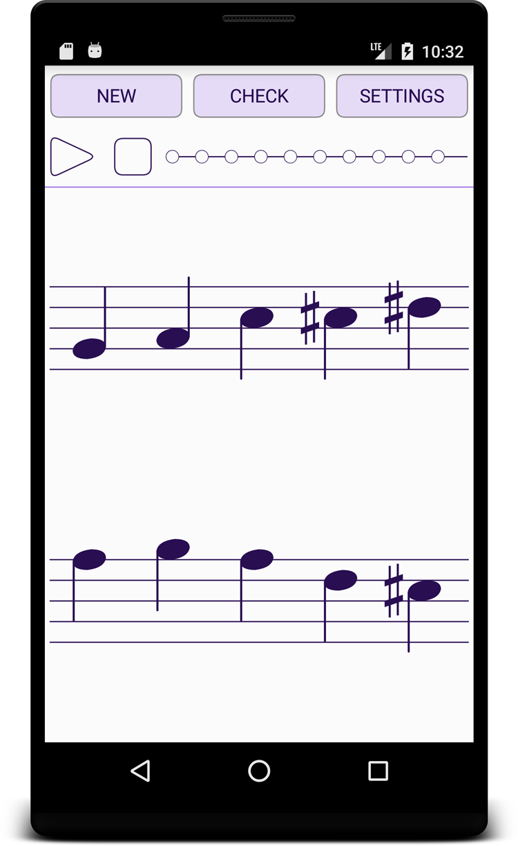 Musical Dictation - Ear training with musical notation Musical Dictation - Ear training with musical notation - Main screen
