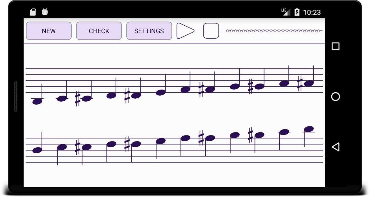 Musical Dictation main screen Musical Dictation main screen