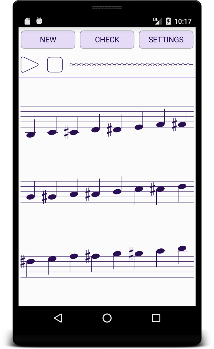 Musical Dictation main screen Musical Dictation main screen