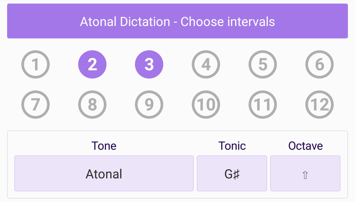 Musical Dictation - Ear training with musical notation - Settings screen