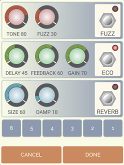 Sound effects screen - Guitar Droid - Multitouch guitar for Android devices Guitar Droid - Multitouch guitar for Android - Sound effects